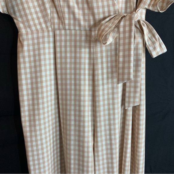 NWT Alex Marie Juliana Linen Wide Leg Jumper in Sand Gingham Print, size 12 - Picture 7 of 13